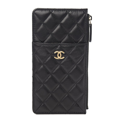 Chanel Lambskin Quilted Egyptian Amulet Classic Flat Wallet Pouch Black 1 of 8