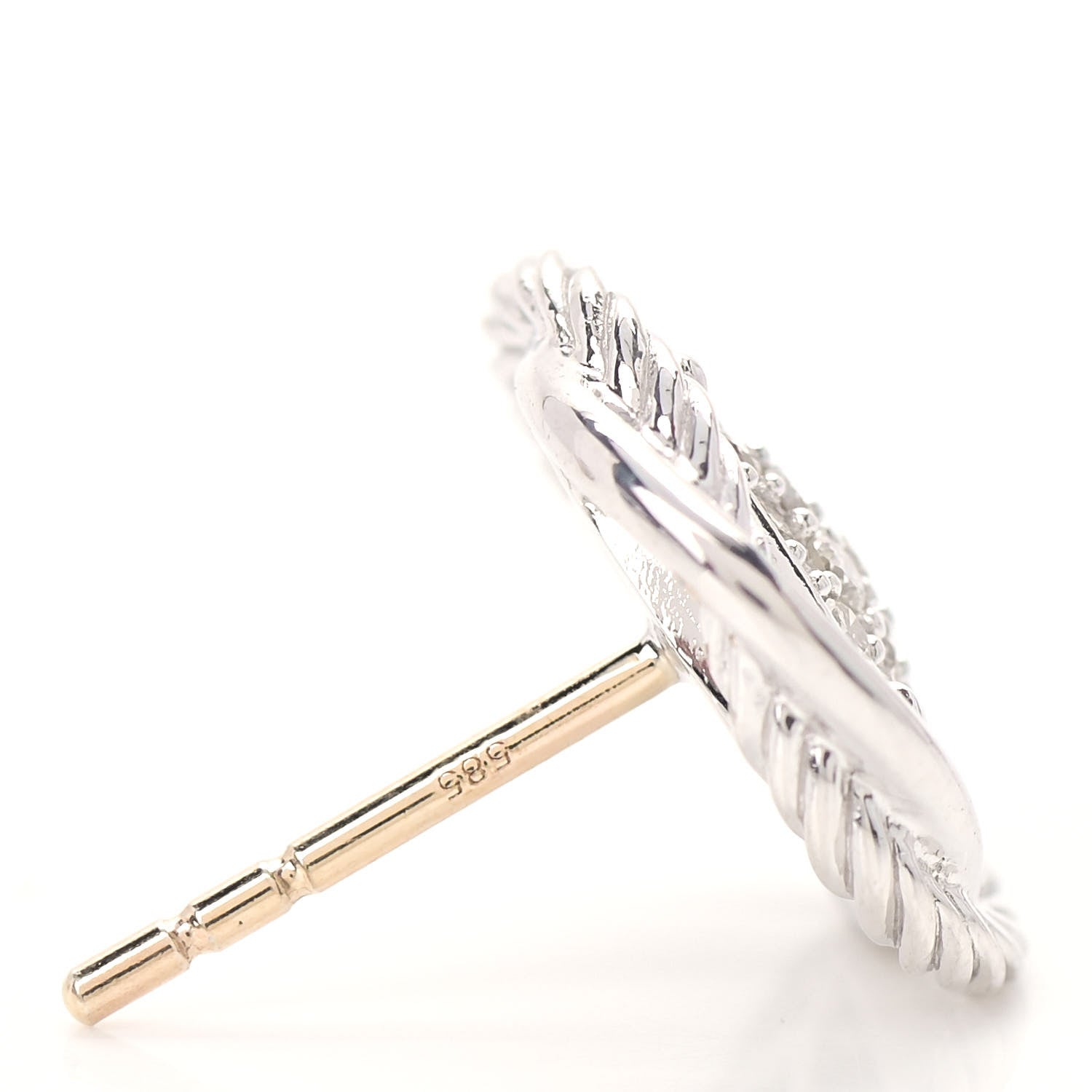 David Yurman Sterling Silver Diamond 13mm Infinity Earrings 5 of 5