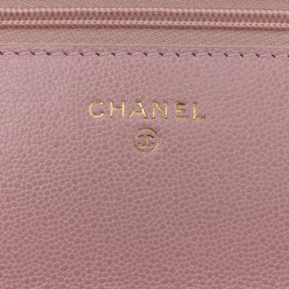 Chanel Caviar Quilted Studded CC Wallet on Chain WOC Light Pink 6 of 11