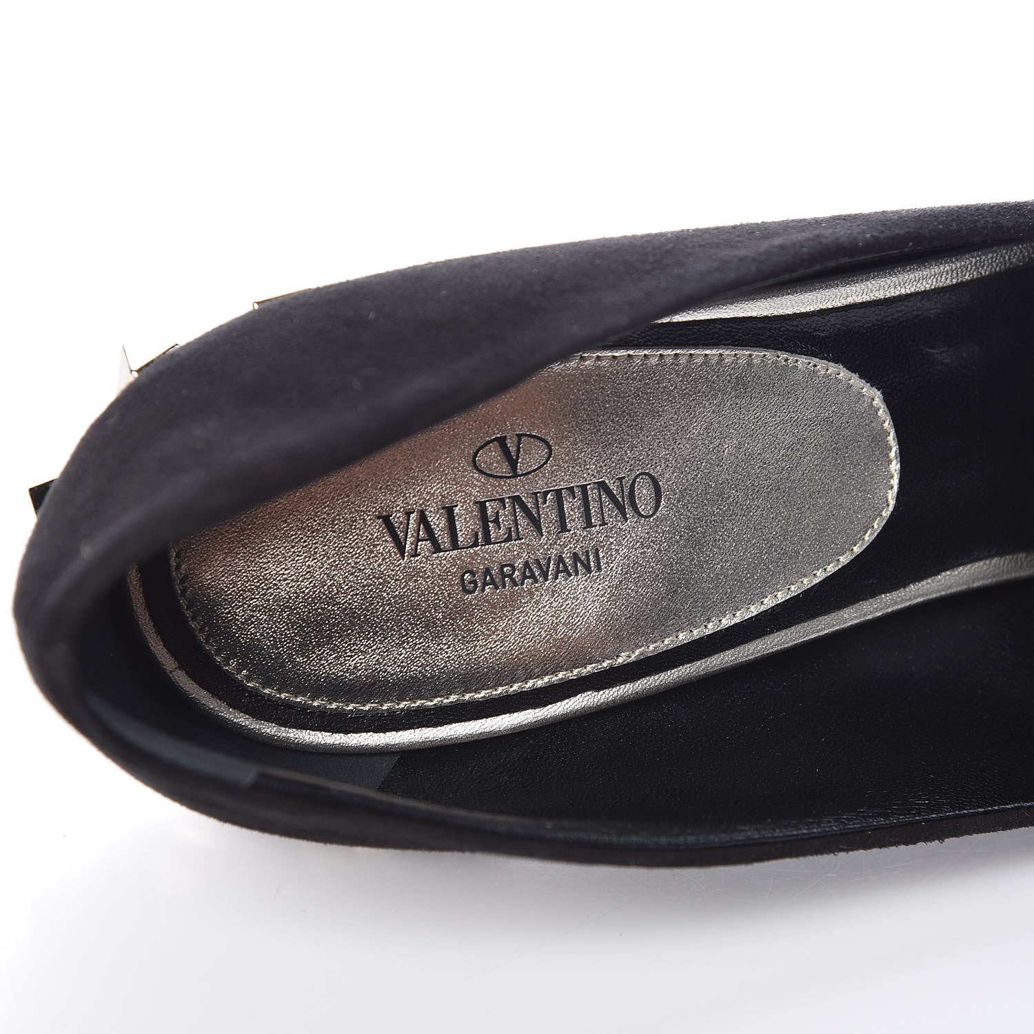Valentino Garavani Suede Rockstud Jaw Stud 100mm Pumps 38 Black 6 of 8