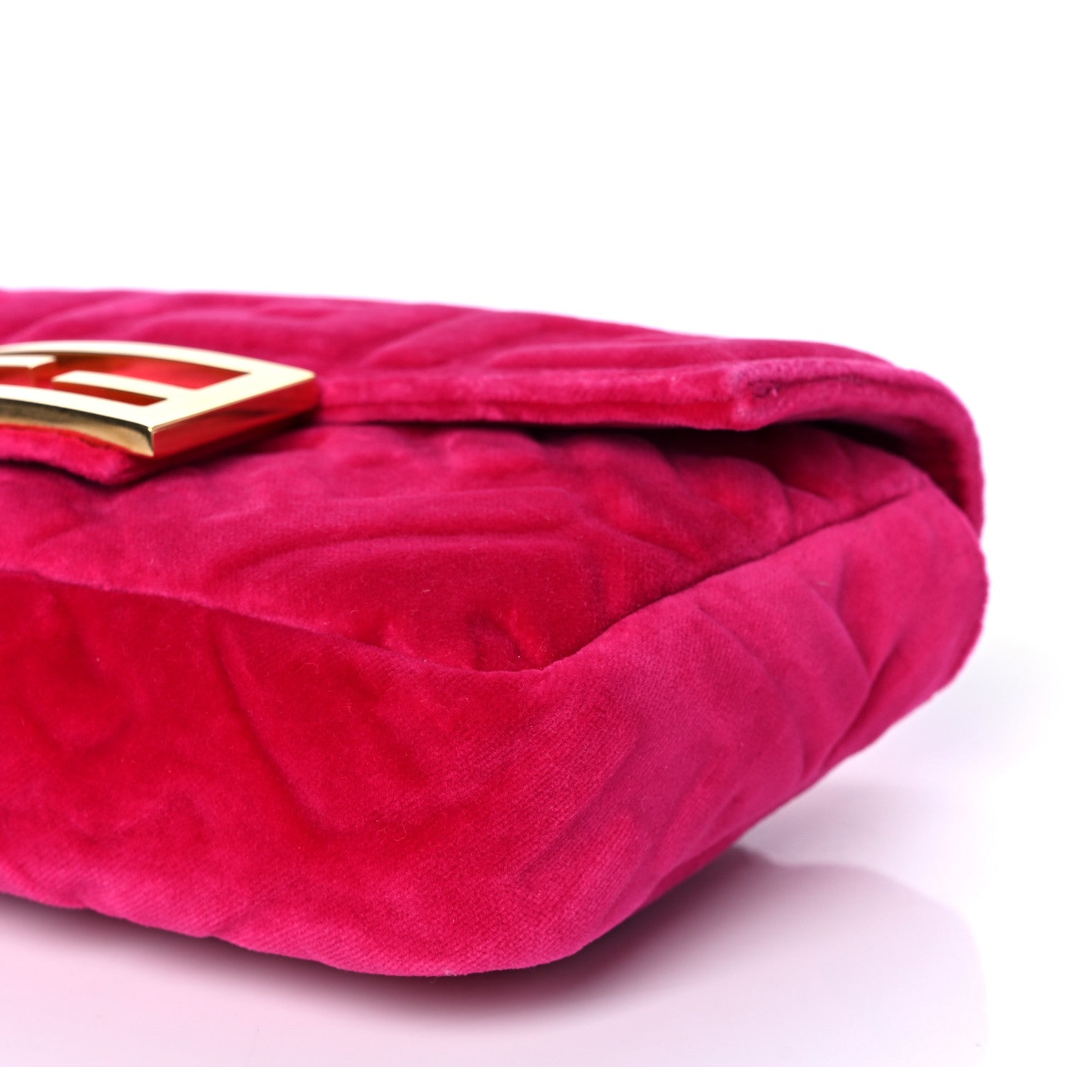 Fendi Velvet FF Embossed Hip Belt Baguette Bag Fuxia 10 of 11