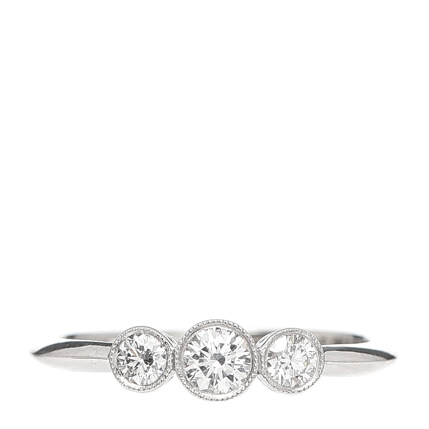 Platinum Diamond Three Stone Milgrain Ring 52 6