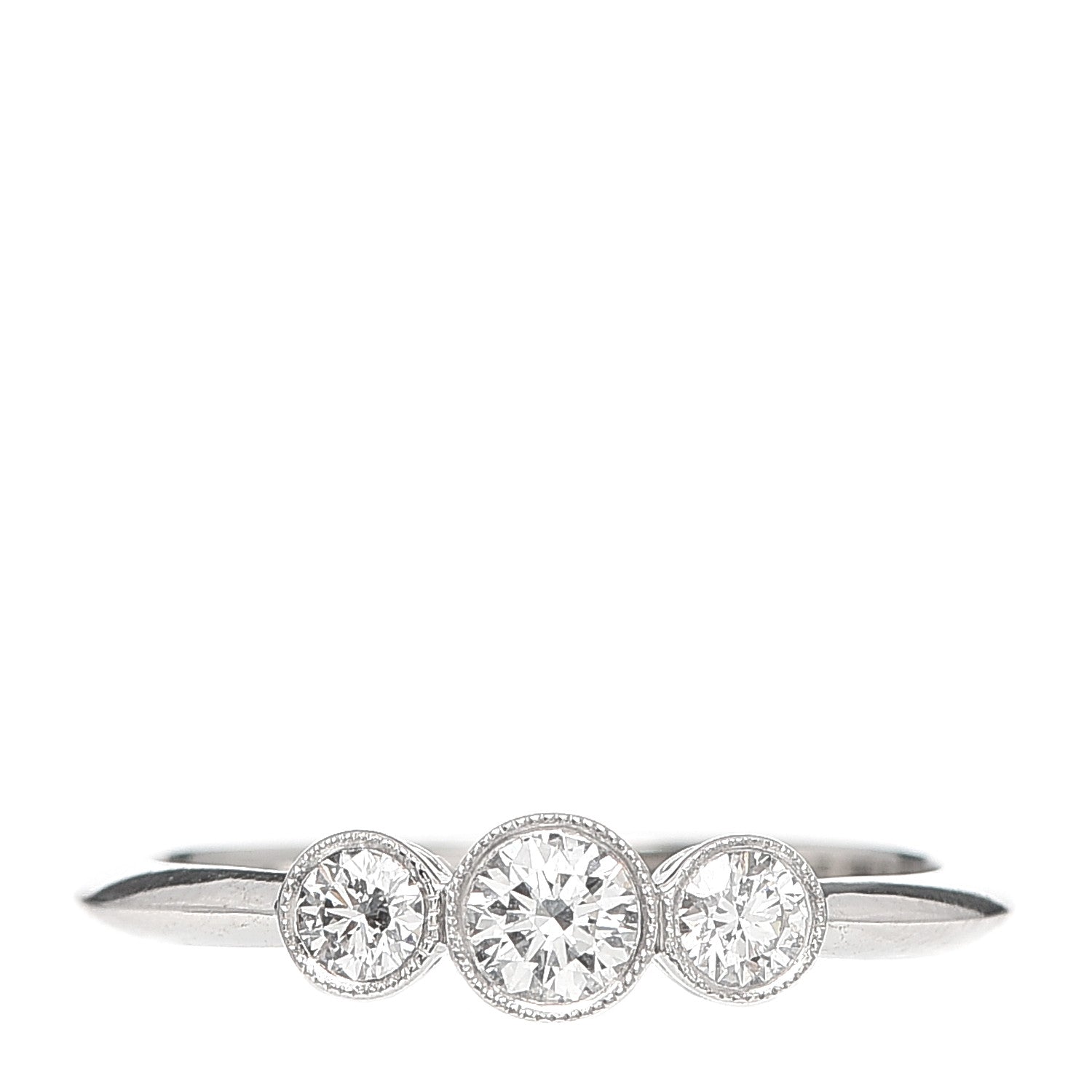 Tiffany Platinum Diamond Three Stone Milgrain Ring 52 6 1 of 4