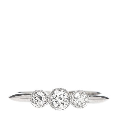 Tiffany Platinum Diamond Three Stone Milgrain Ring 52 6 1 of 4