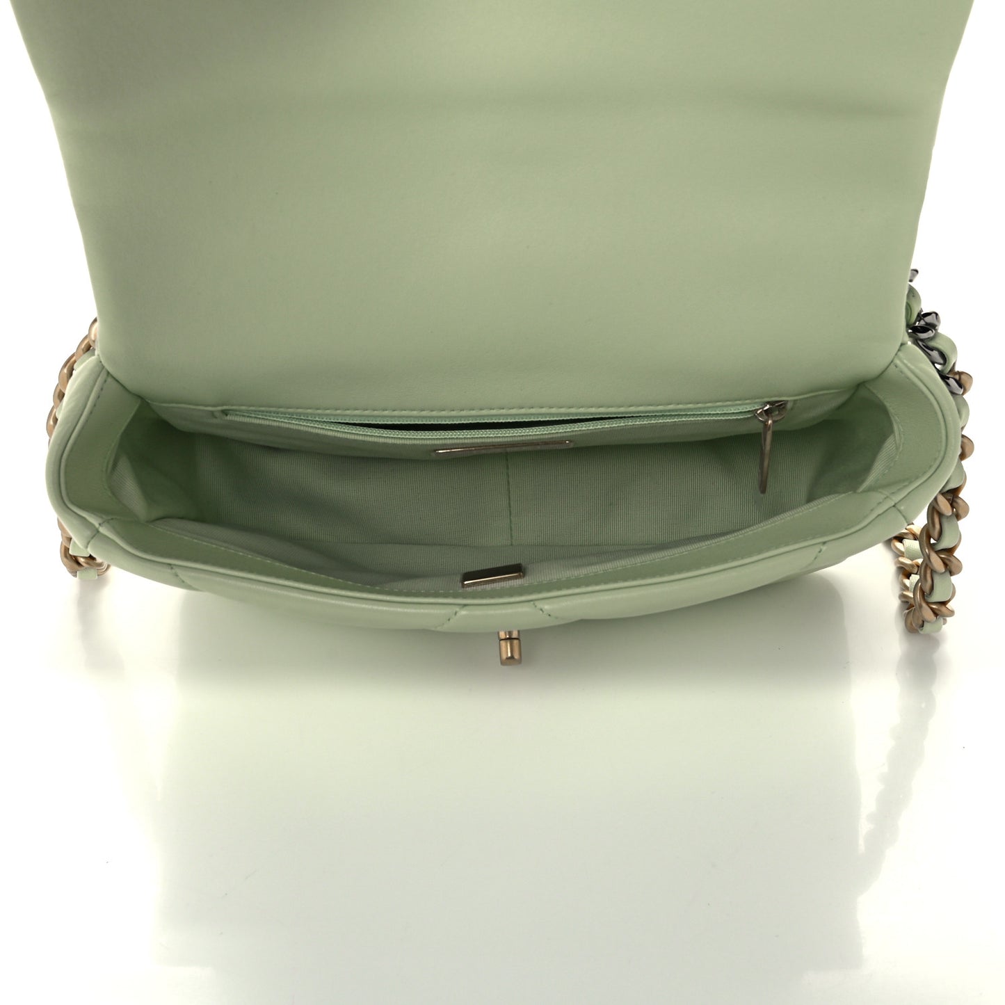 Lambskin Quilted Medium Chanel 19 Flap Light Green