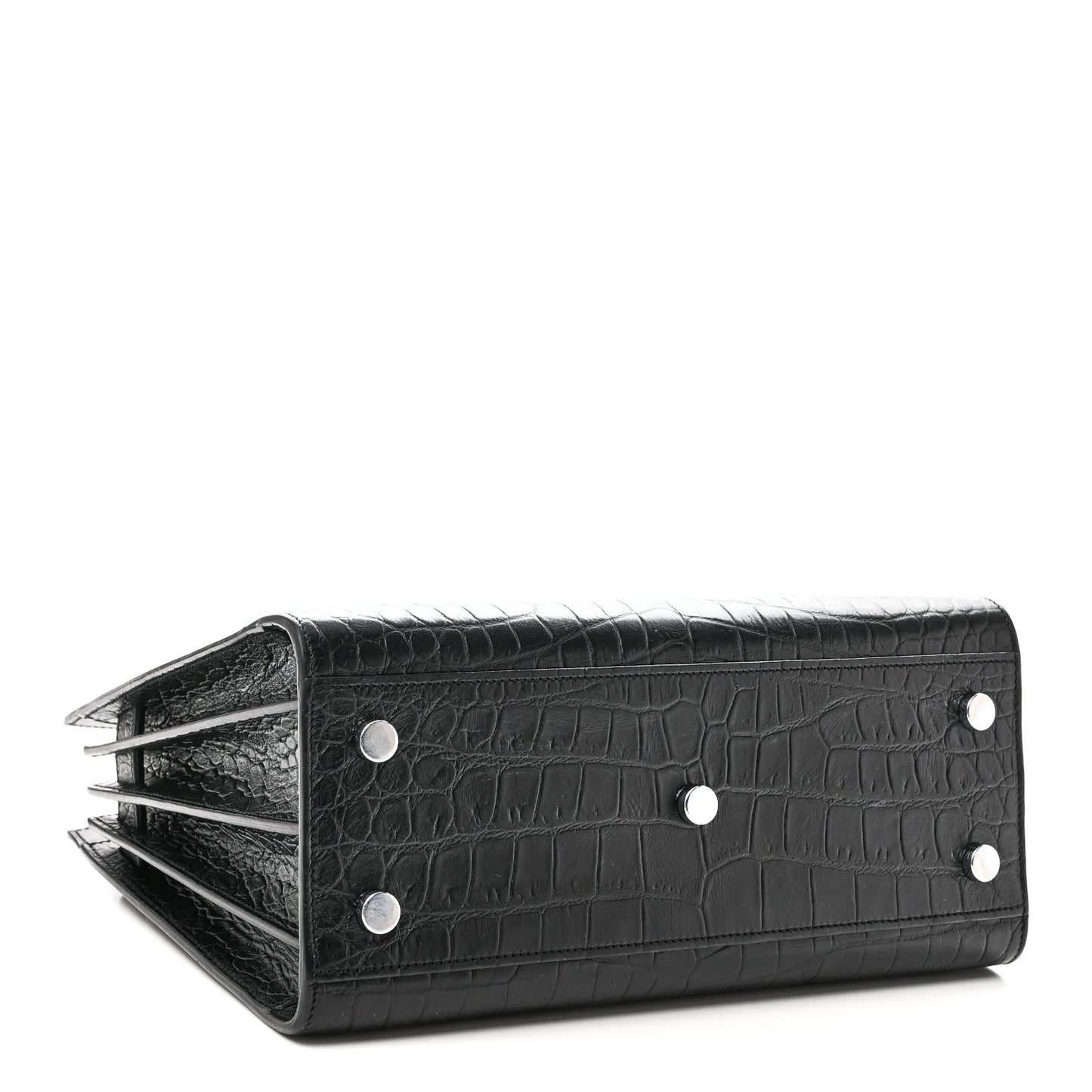 Calfskin Crocodile Embossed Baby Sac De Jour Black