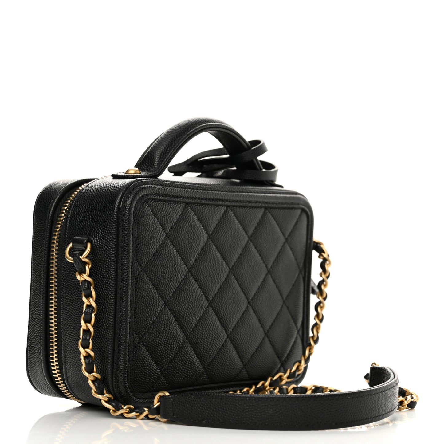 Caviar Quilted Small CC Filigree Vanity Case Black