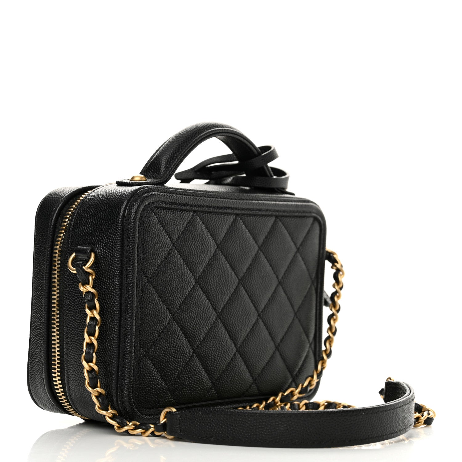 Chanel Caviar Quilted Small CC Filigree Vanity Case Black 3 of 14