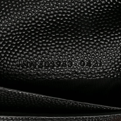 Saint Laurent SAINT LAURENT Grain De Poudre Matelasse Chevron Monogram Compact Tri Fold Wallet Black 7 of 7