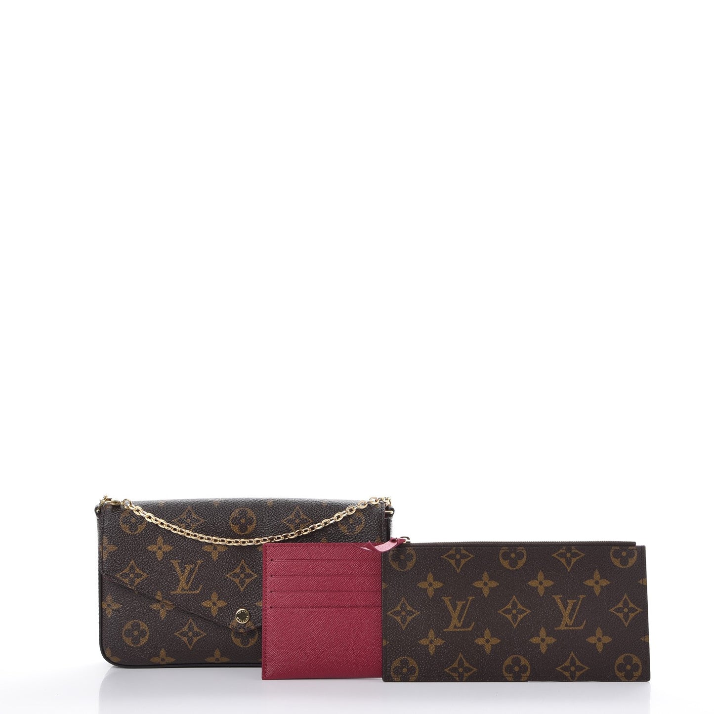 Monogram Pochette Felicie Chain Wallet Fuchsia