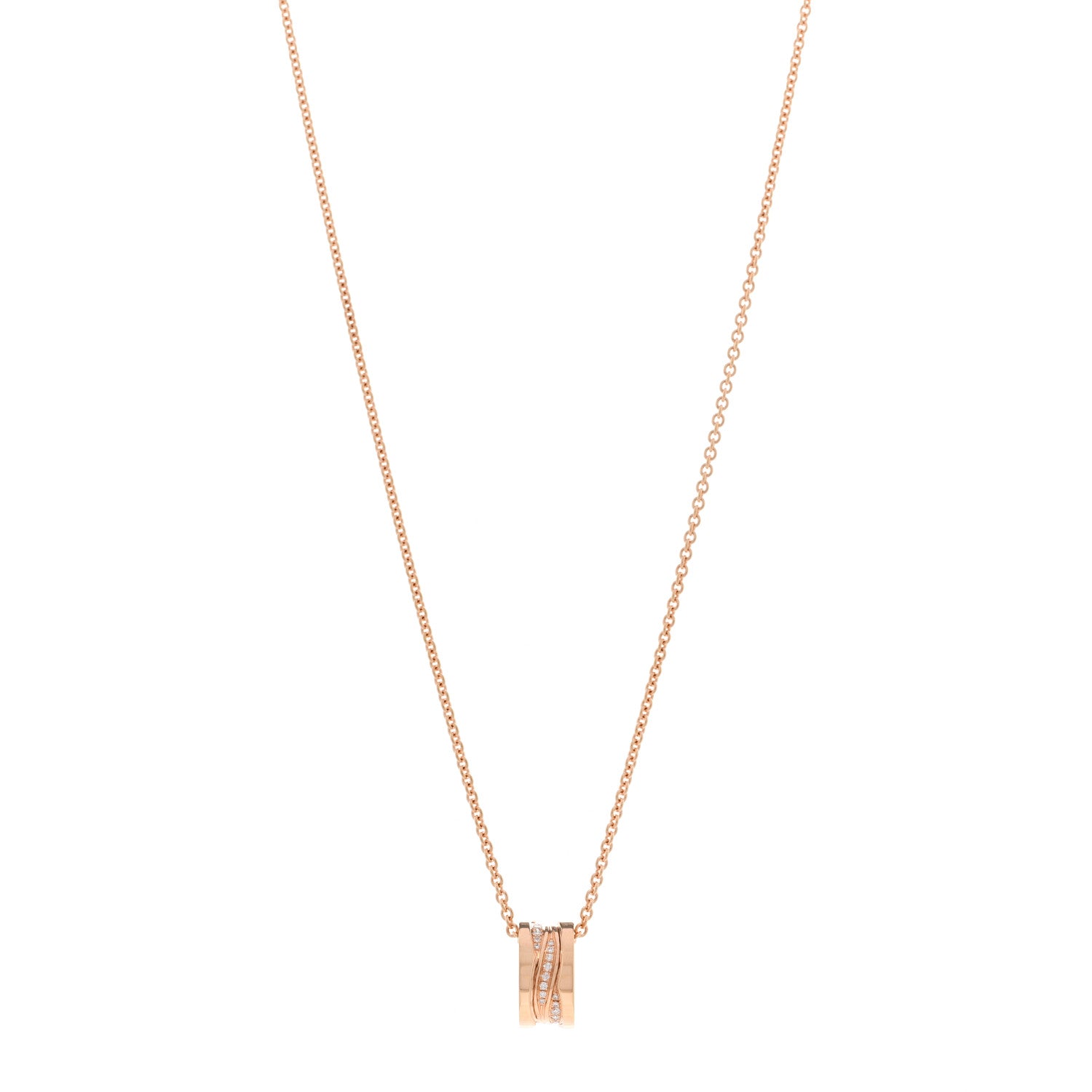 Bulgari 18K Rose Gold Diamond B.Zero1 Legend Pendant Necklace 1 of 5