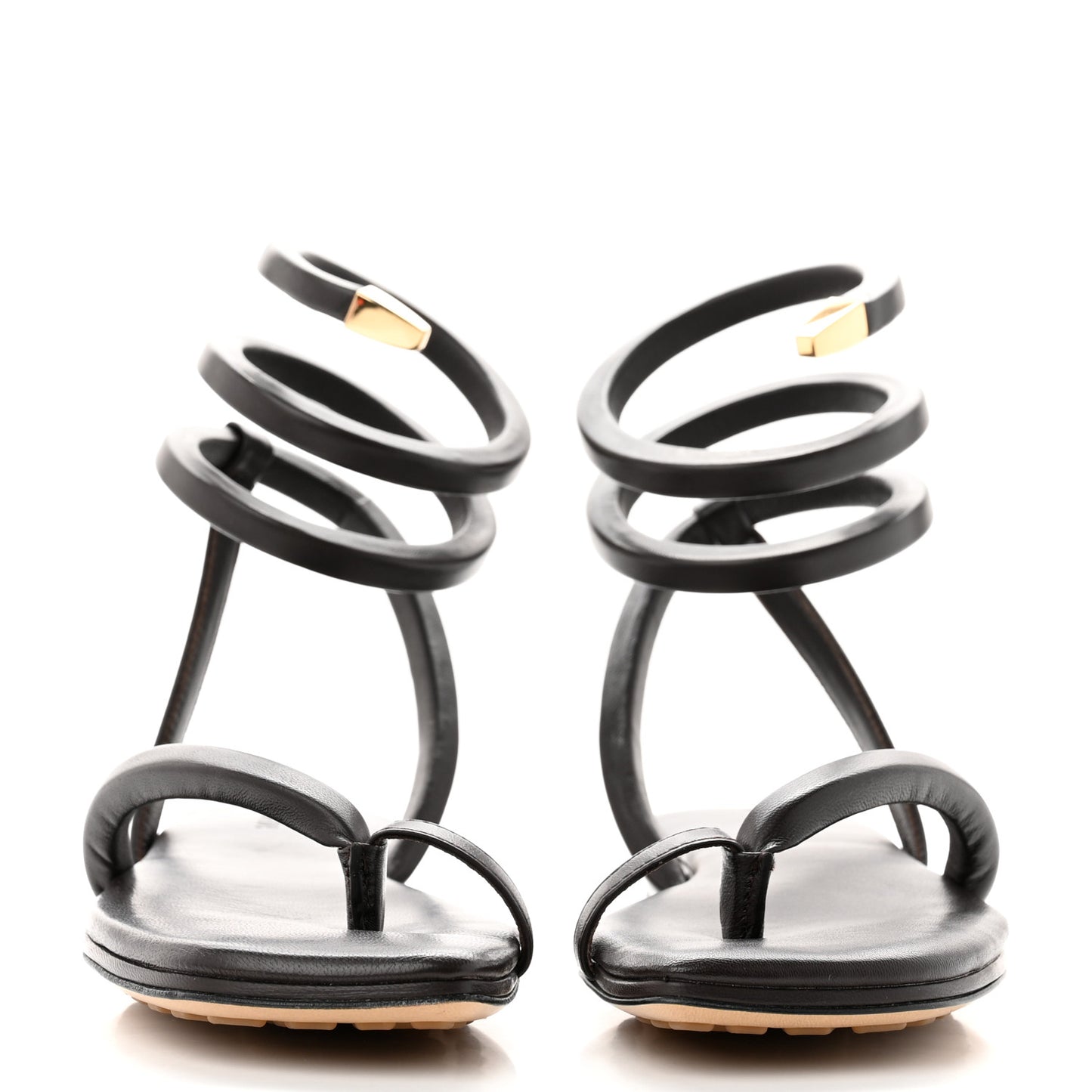 Calfskin Spiral Flat Sandals 37 Chocolate