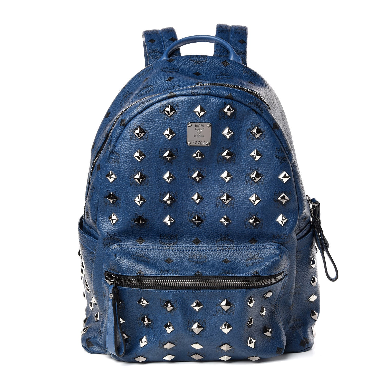 MCM Visetos Medium Studded Stark Backpack Navy Blue 1 of 9