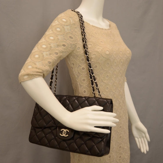 Lambskin Jumbo Single Flap Black
