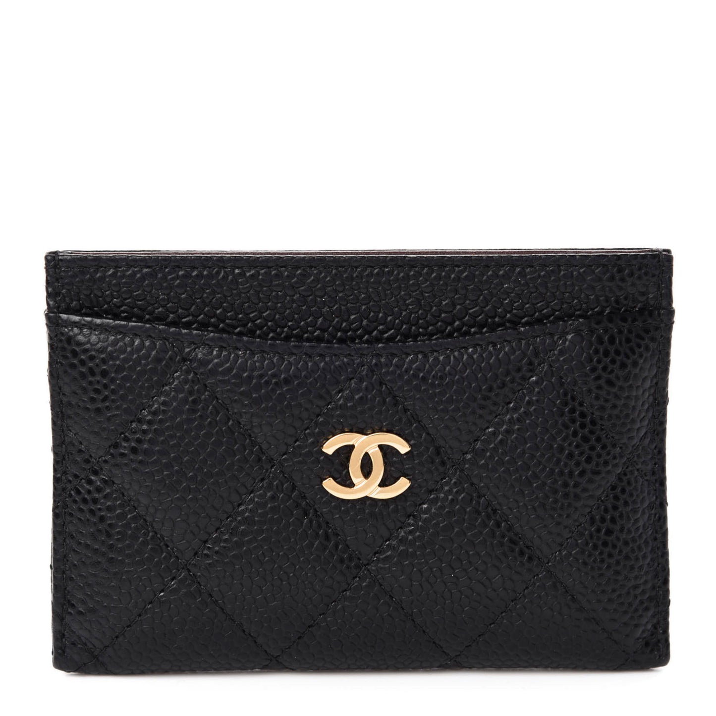 Caviar Quilted Card Holder Black
