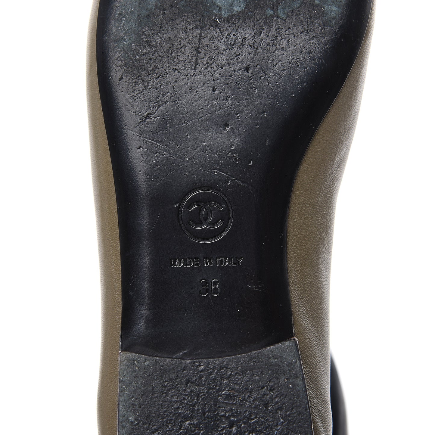Lambskin Cap Toe Ballerina Flats 36 Green Black