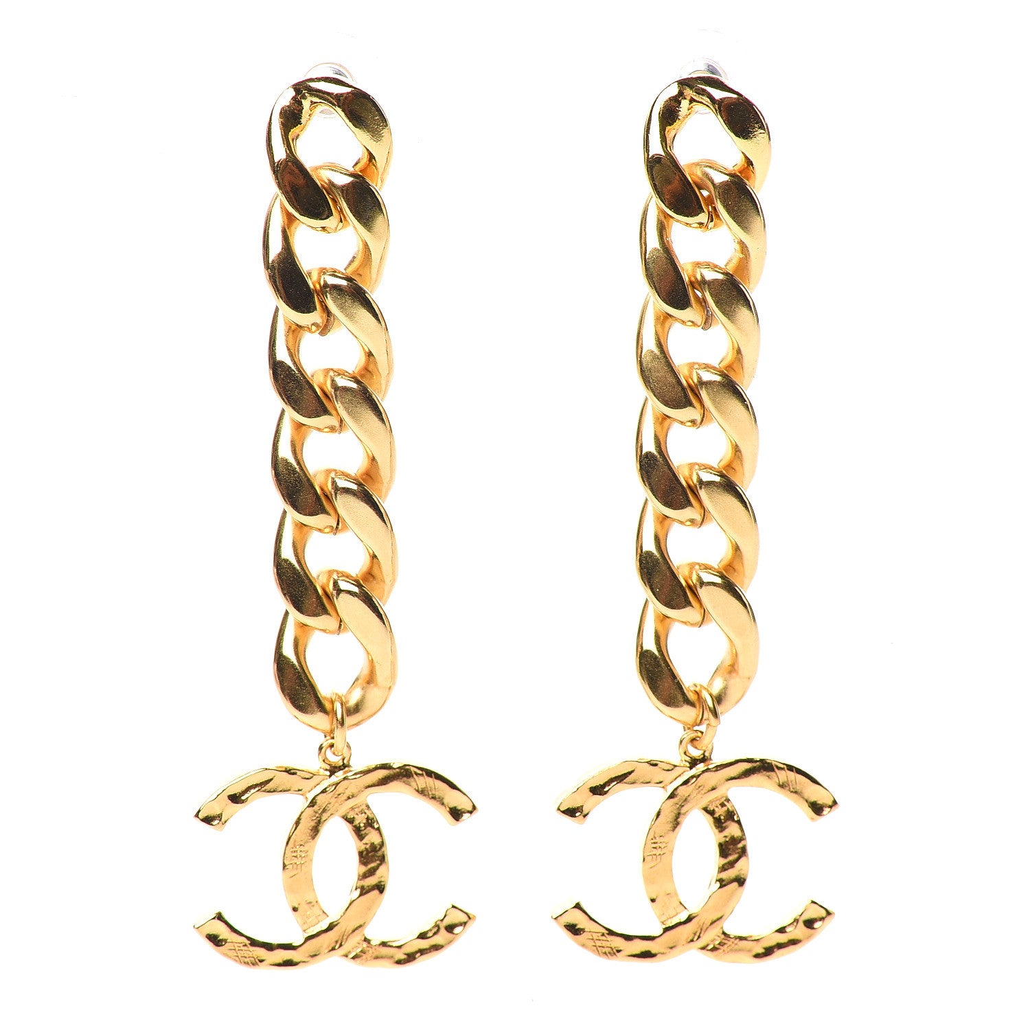 Chanel Metal CC Pick Drop Earrings Gold 1 of 5