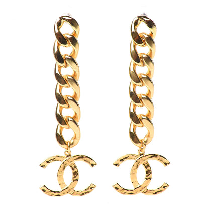 Chanel Metal CC Pick Drop Earrings Gold 1 of 5