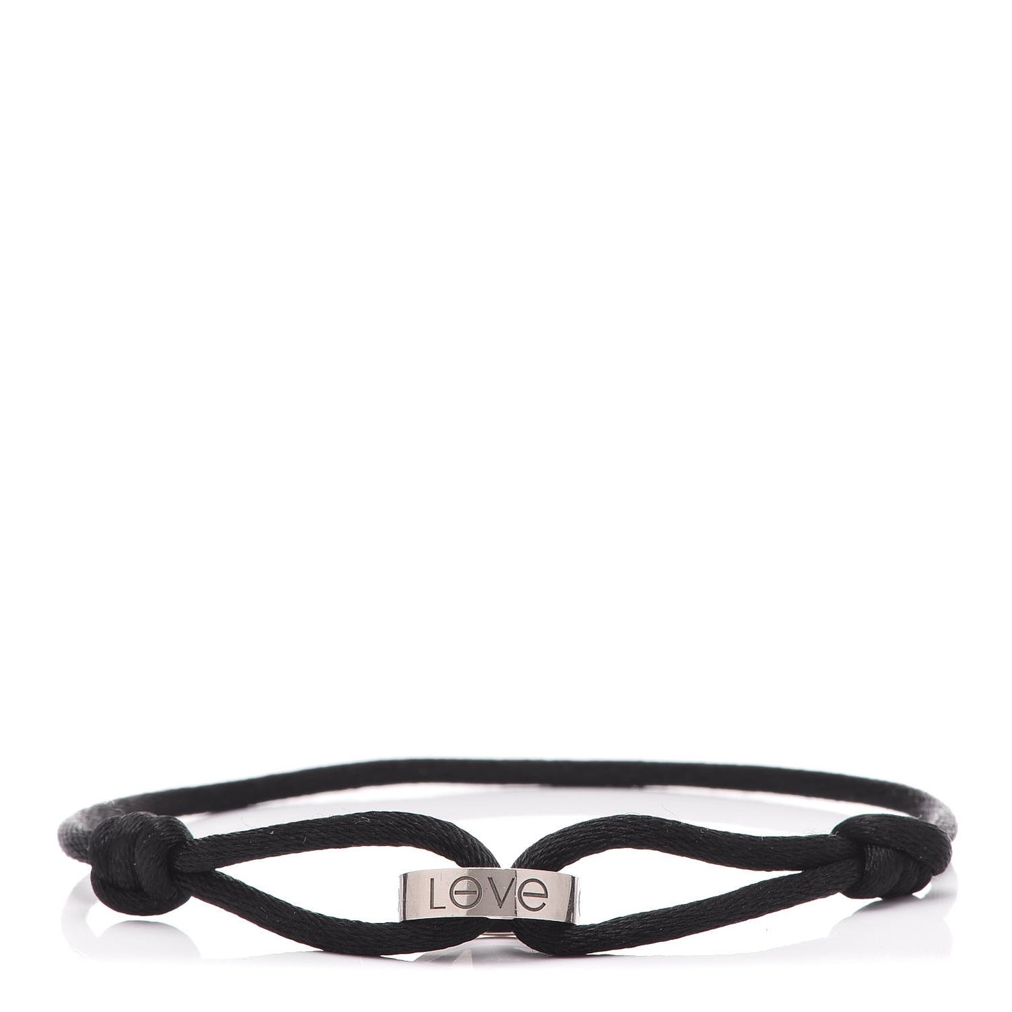 18K White Gold Charity LOVE Adjustable Cord Bracelet Black