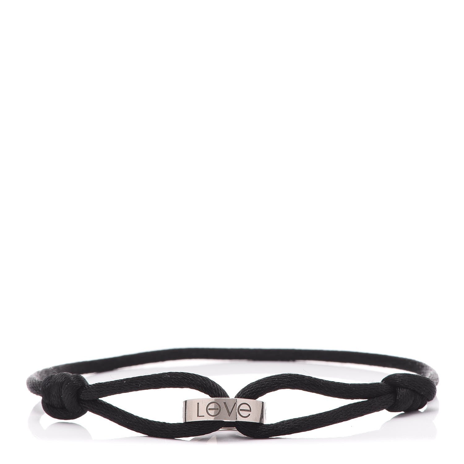 Cartier 18K White Gold Charity LOVE Adjustable Cord Bracelet Black 1 of 14