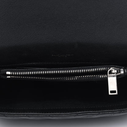 Saint Laurent Sheepskin Matelasse Chevron Monogram Medium College Bag Black 4 of 6