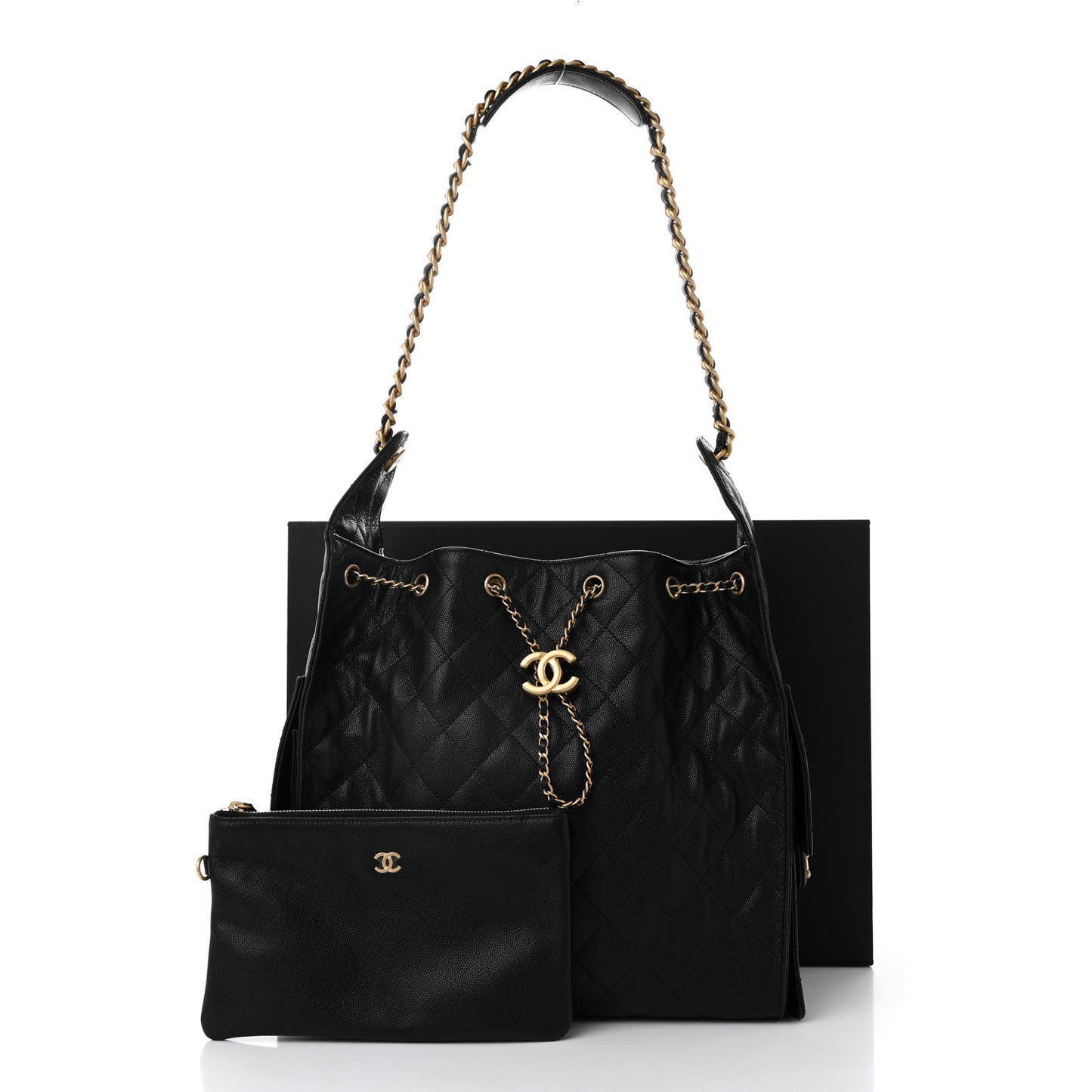 Caviar Quilted Medium Chanel 25 Handbag Black