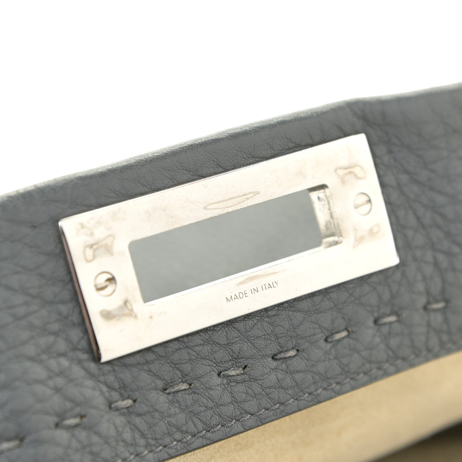 Fendi Cuoio Romano Selleria Bi-Color Medium Peekaboo Iconic Satchel Asfalto Latte 7 of 18