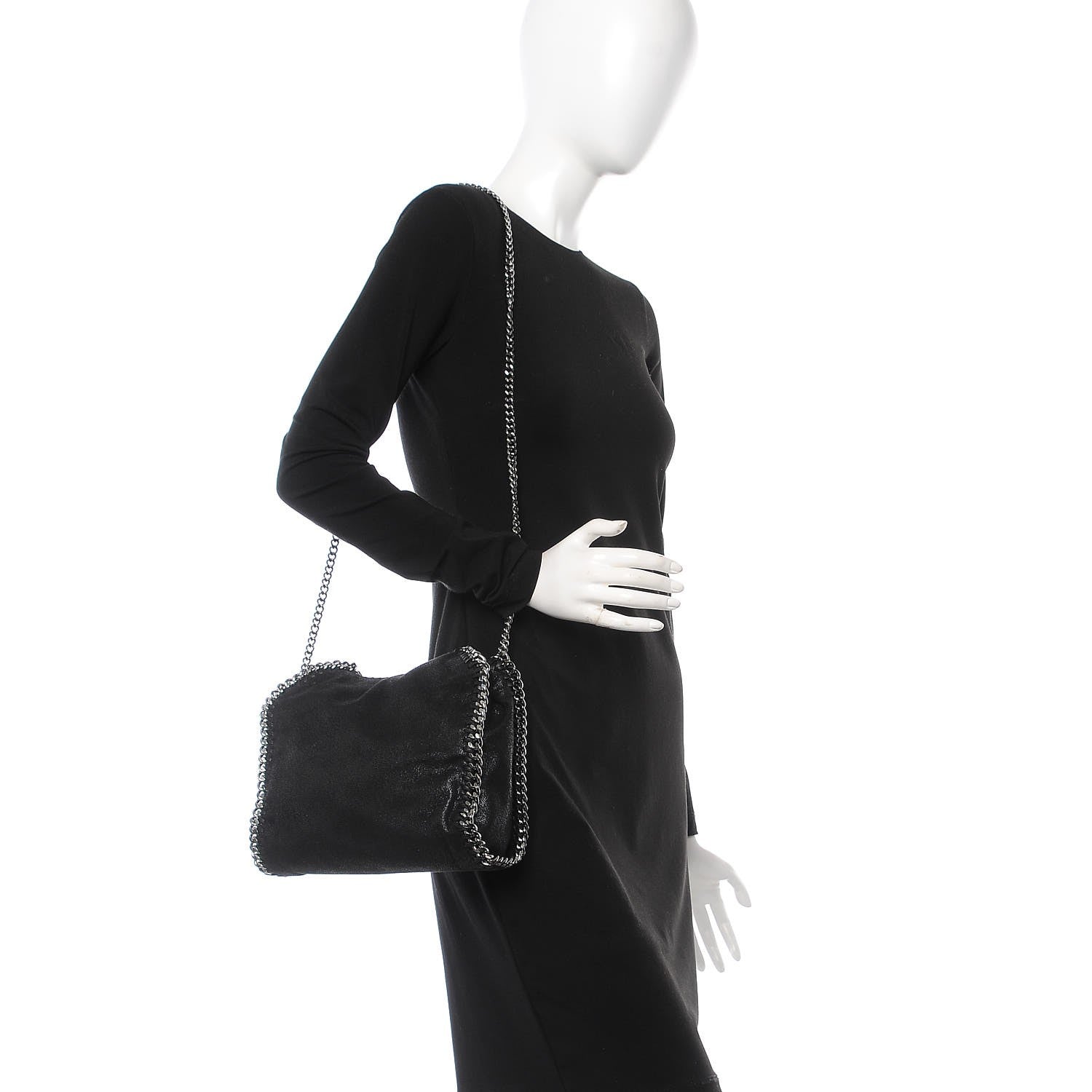 Stella McCartney Shaggy Deer Mini Falabella Fold Over Tote Black 2 of 7
