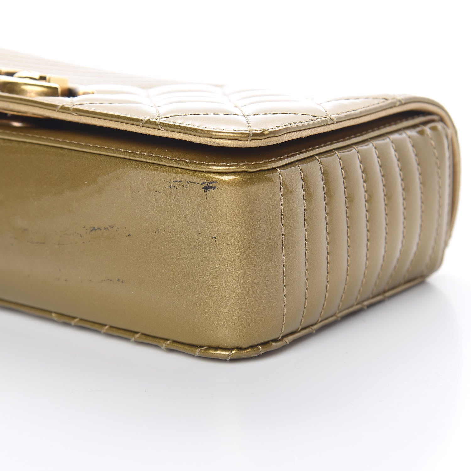 Chanel Iridescent Patent Quilted Small Coco Boy Flap Gold 11 of 17