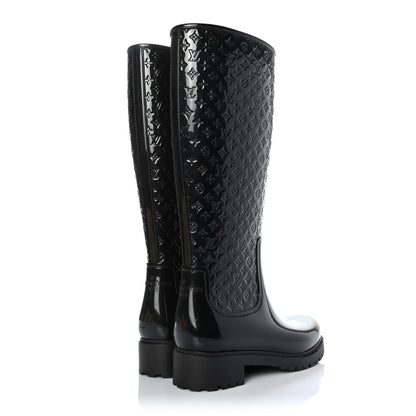 Louis Vuitton Rubber Embossed Monogram Splash Rain Boots 38 Black 3 of 4