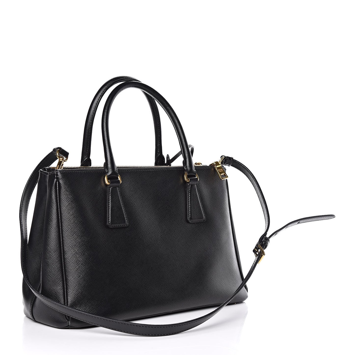 Saffiano Small Galleria Double Zip Tote Black