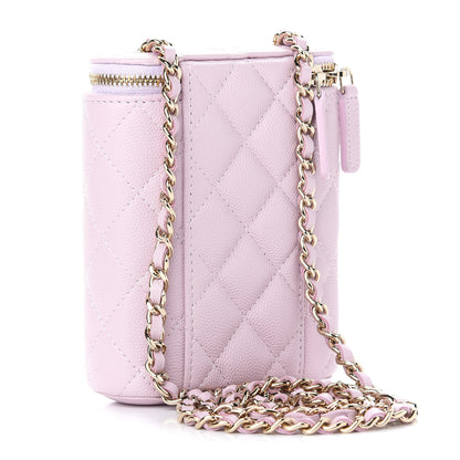 Chanel Caviar Quilted Small Vertical Coco Beauty Vanity Case With Chain Light Pink 3 of 9