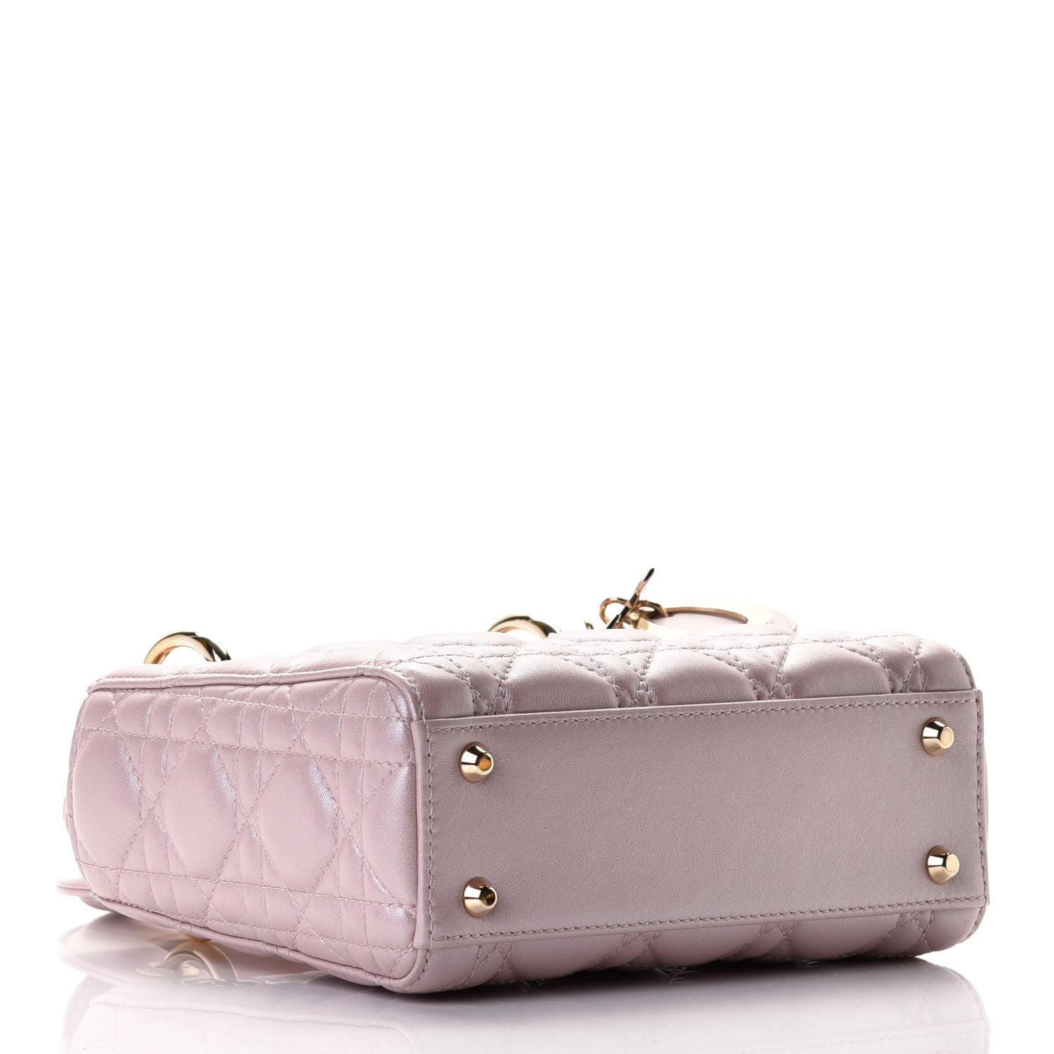 Christian Dior Metallic Lambskin Cannage Mini Lady Dior Lotus 4 of 4