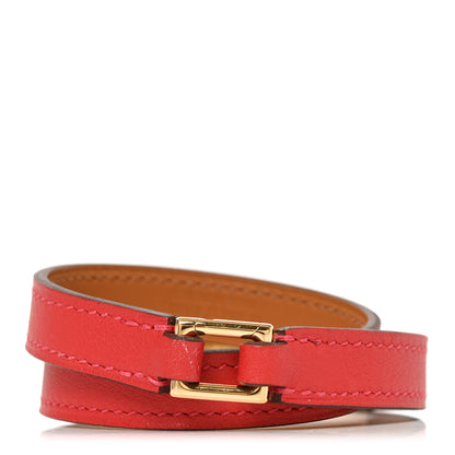 Hermes Swift Rivale Double Tour Bracelet T3 Rouge Casaque 3 of 5