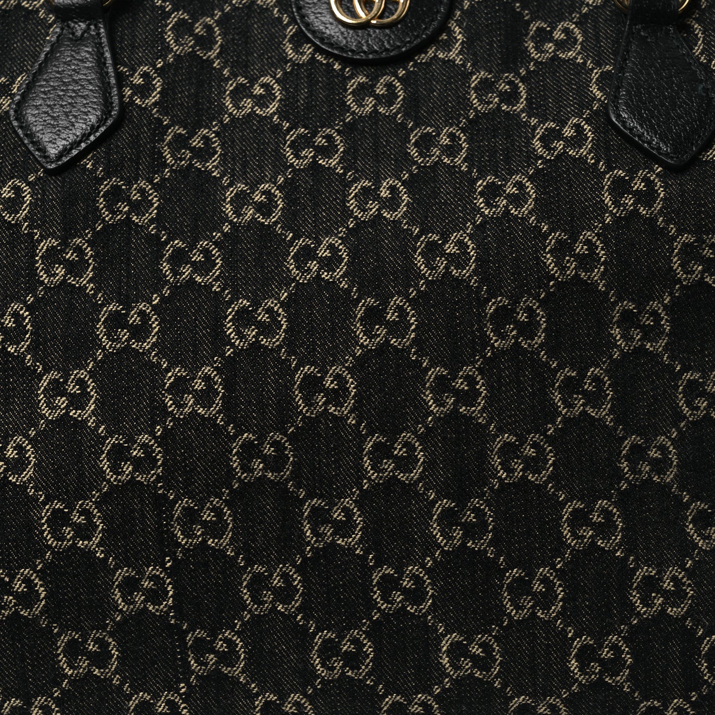 Jacquard Black Denim GG Monogram Medium Ophidia Shopping Tote Black Ivory