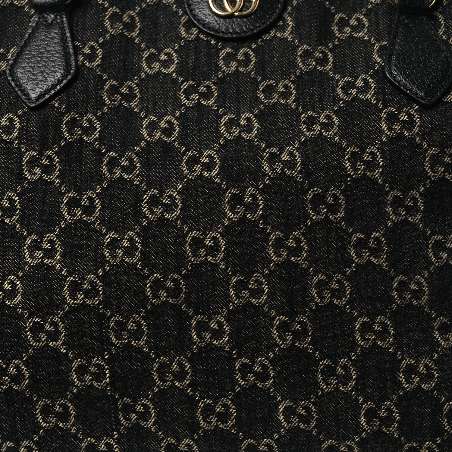 Gucci Jacquard Black Denim GG Monogram Medium Ophidia Shopping Tote Black Ivory 9 of 18