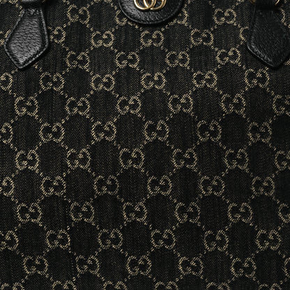Gucci Jacquard Black Denim GG Monogram Medium Ophidia Shopping Tote Black Ivory 9 of 18
