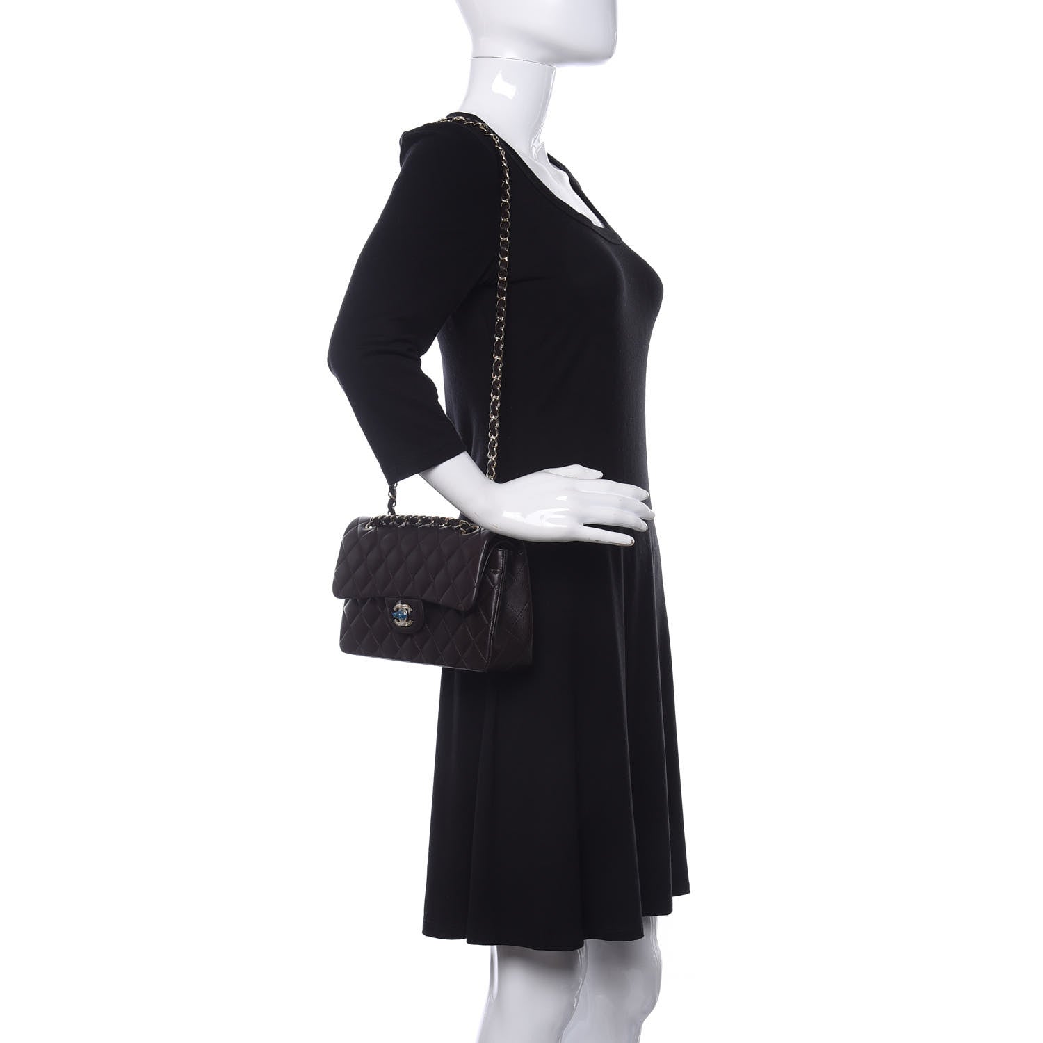 Chanel Lambskin Quilted Small Double Flap Dark Brown 2 of 10