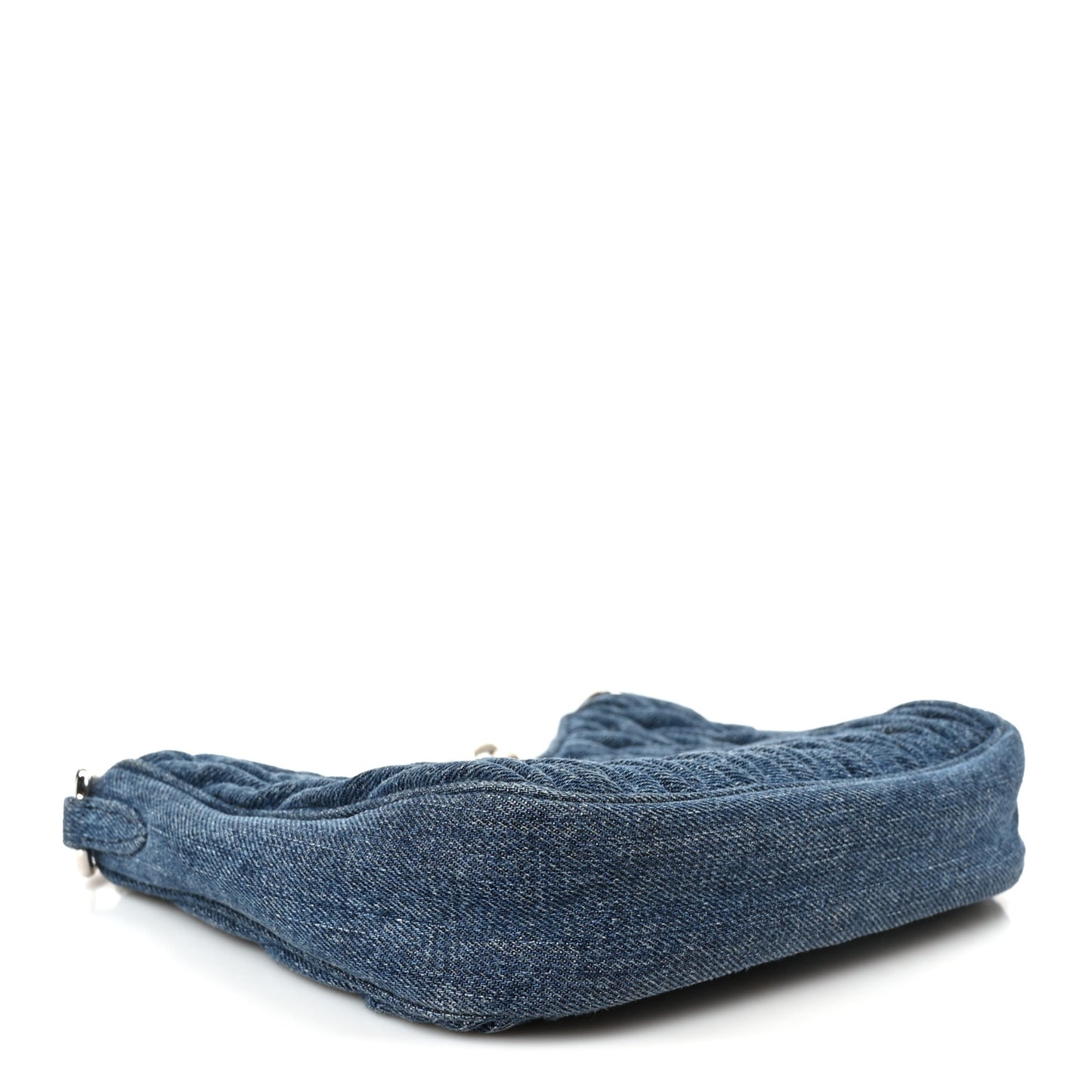 Denim Matelasse Shoulder Bag Blue White
