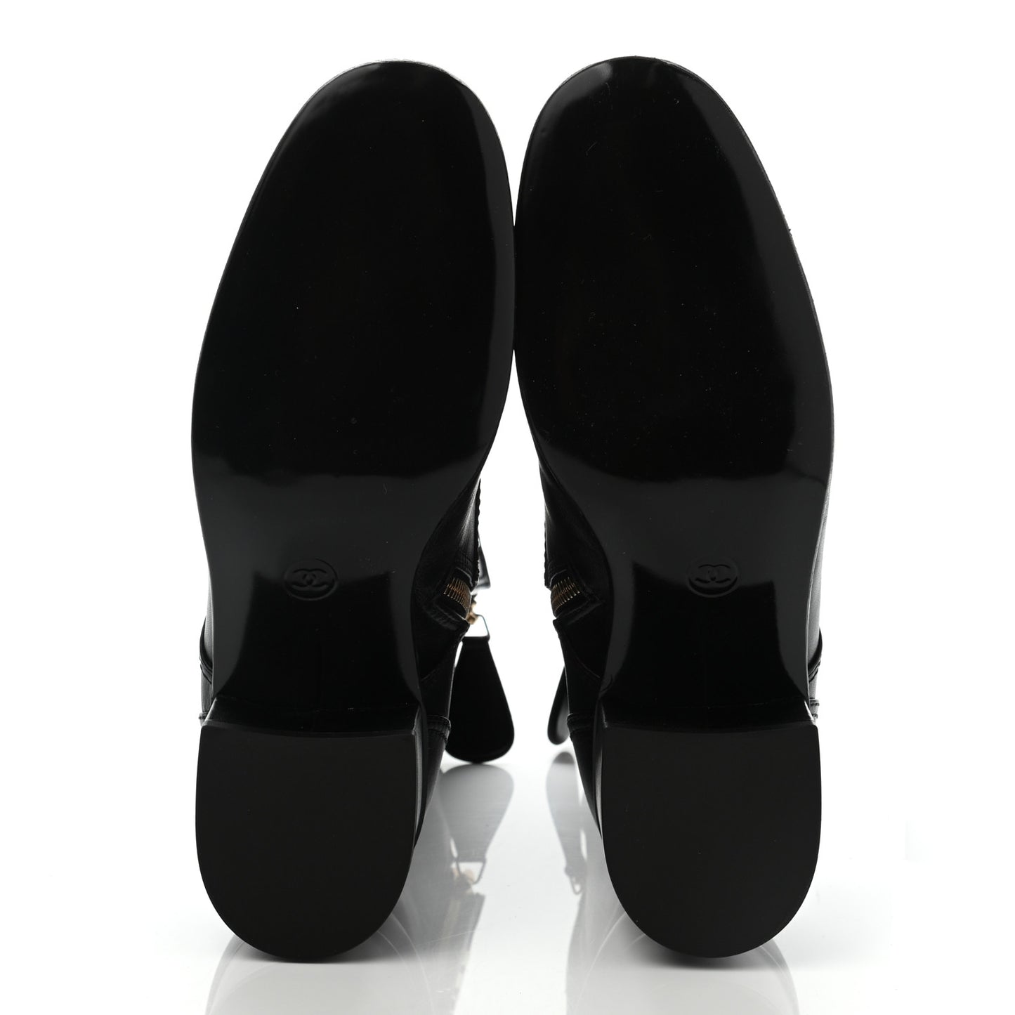 Calfskin Patent Cap Toe CC Lace Up Boots 40 Black