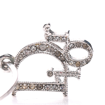 Christian Dior Crystal Logo Hoop Earrings Silver 4 of 5