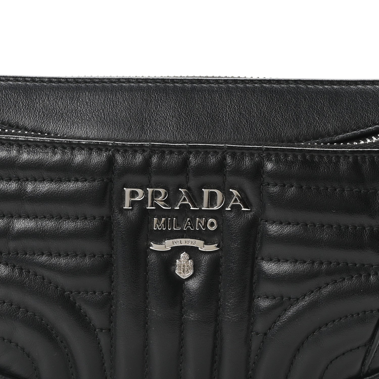 Prada Soft Calfskin Impunture Diagramme Belt Bag Black 7 of 9