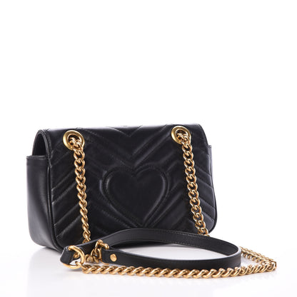 Gucci Calfskin Matelasse Mini GG Marmont Shoulder Bag Black 2 of 10