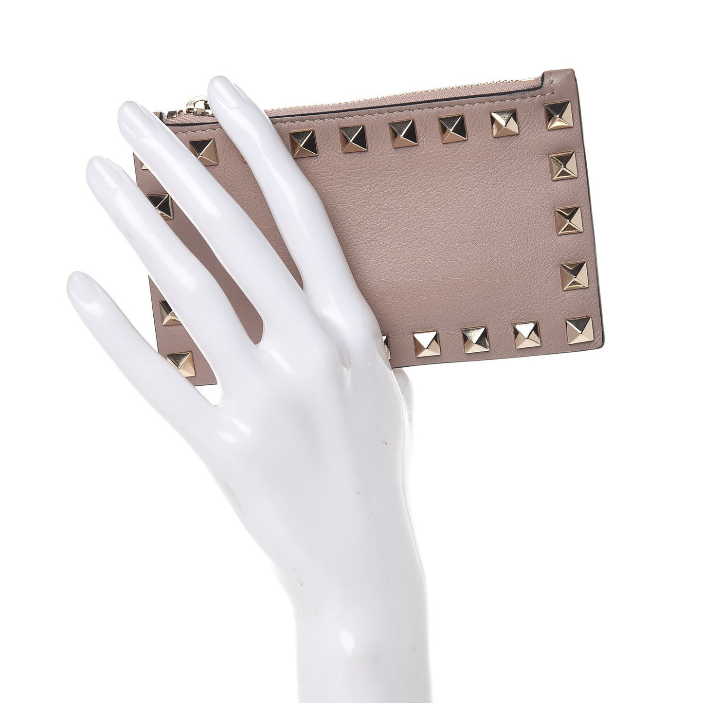 Vitello Rockstud Coin Case Card Holder Poudre