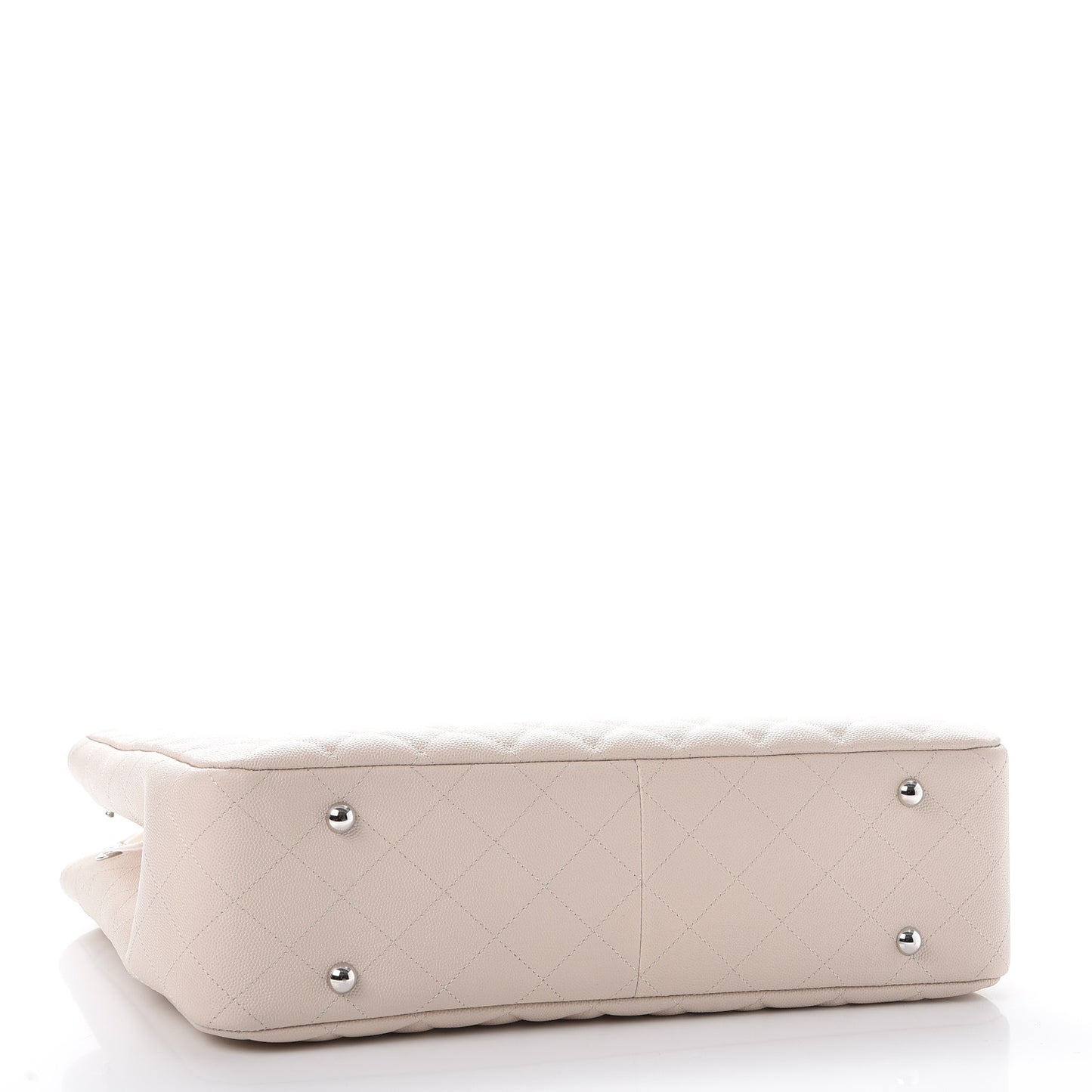 Caviar Quilted Large Classic Shopping Tote Light Beige