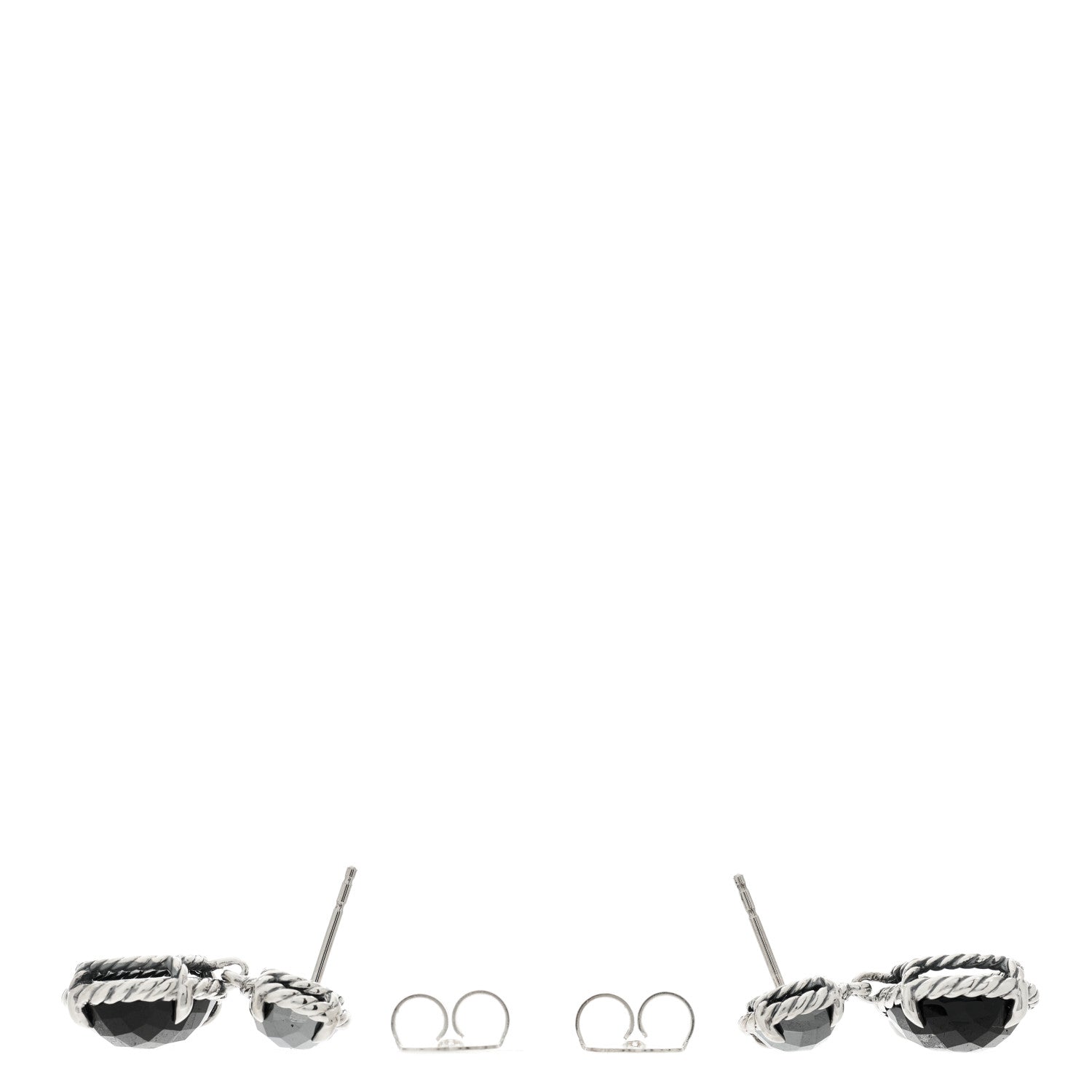 David Yurman Sterling Silver Black Onyx Hematine Chatelaine Drop Earrings 3 of 5