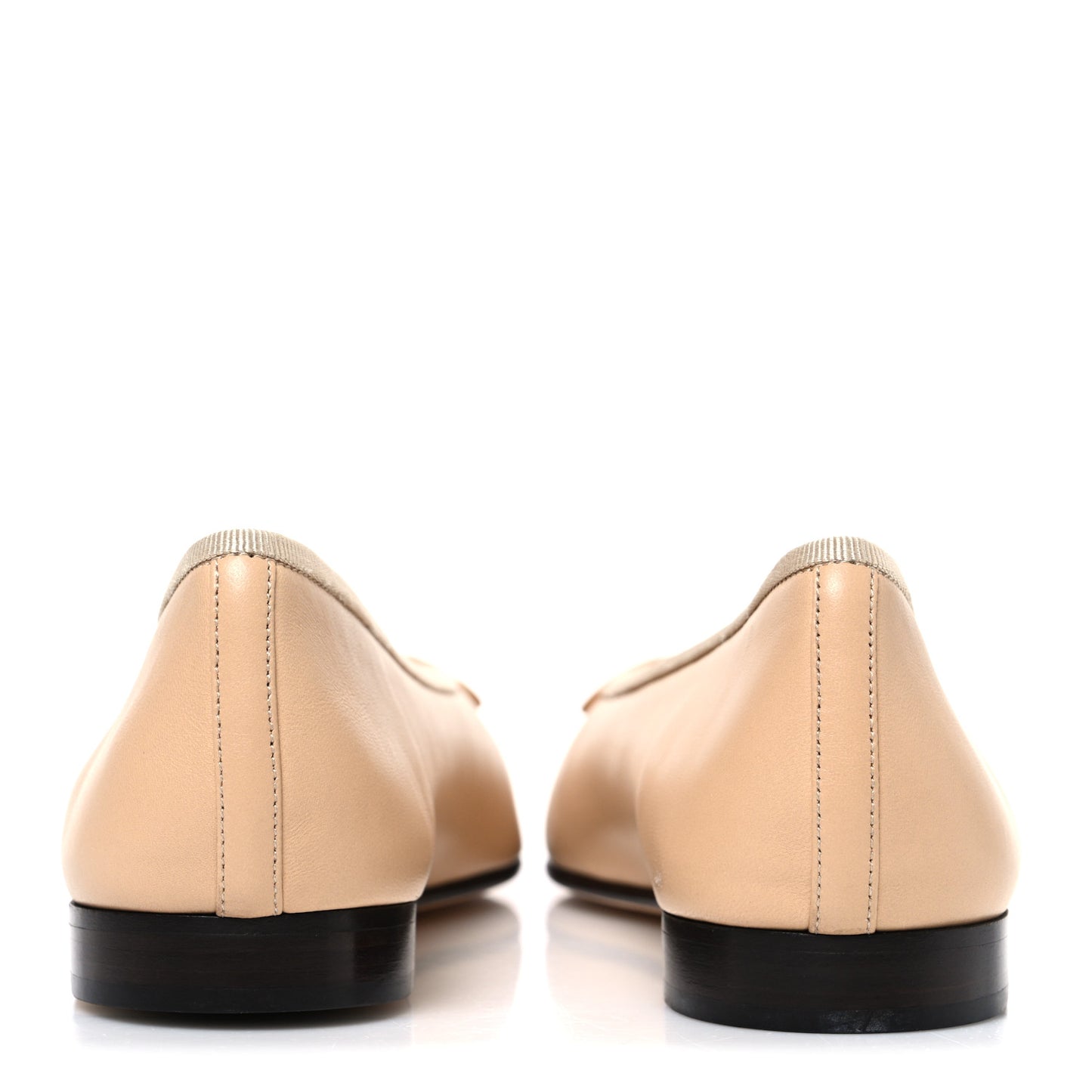 Lambskin Cap Toe CC Ballerina Flats 38 Beige Black