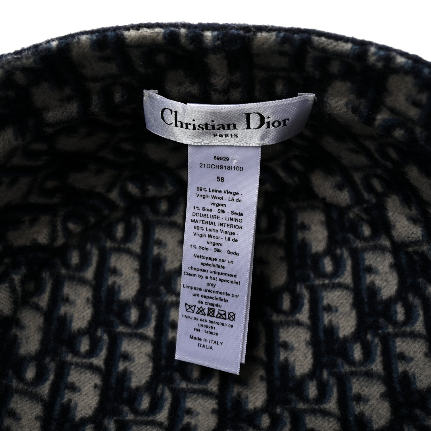 Christian Dior Wool Oblique Reversible Chic Military Cap 58 Blue 8 of 8
