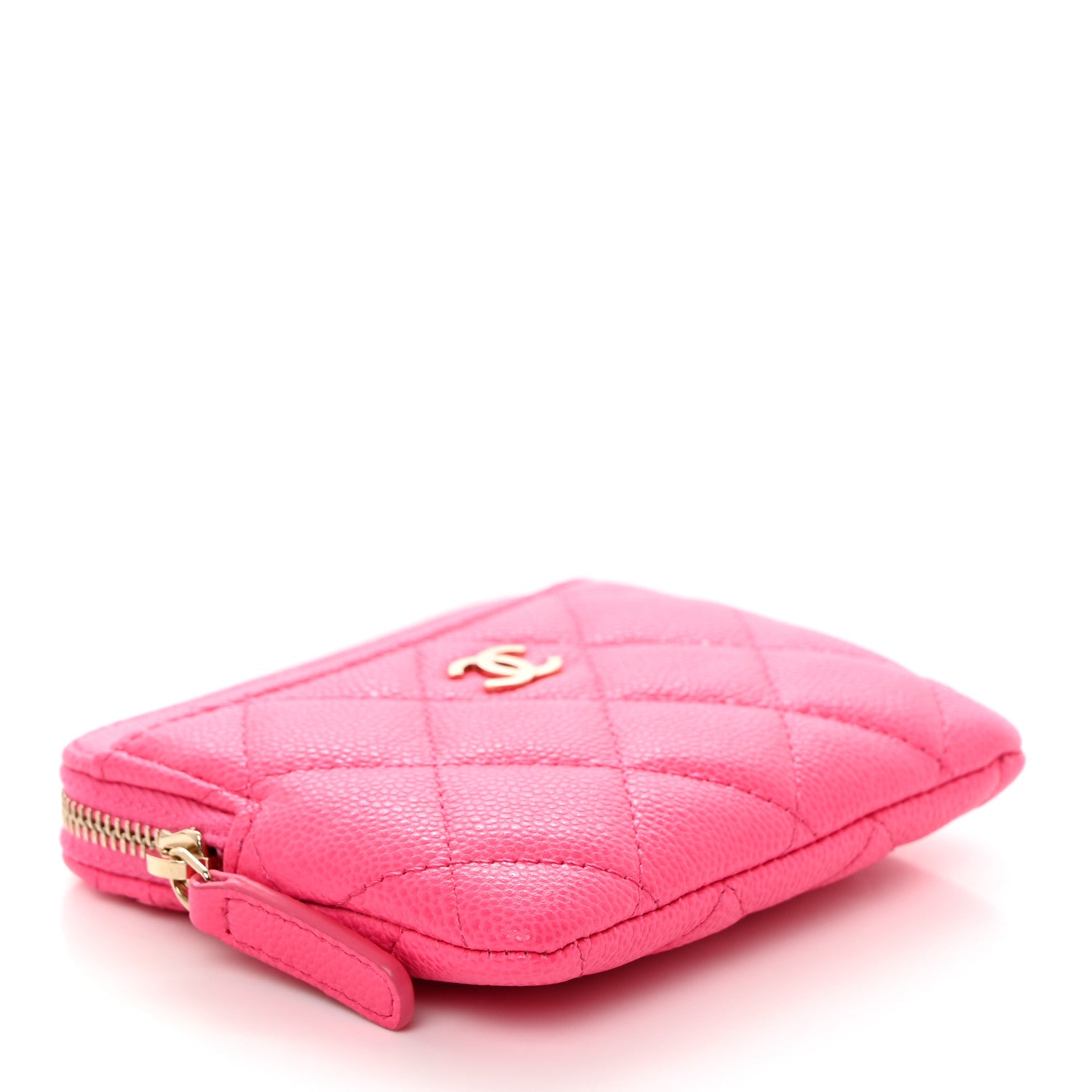 Chanel Caviar Quilted Zip Card Holder Wallet Pink 4 of 8