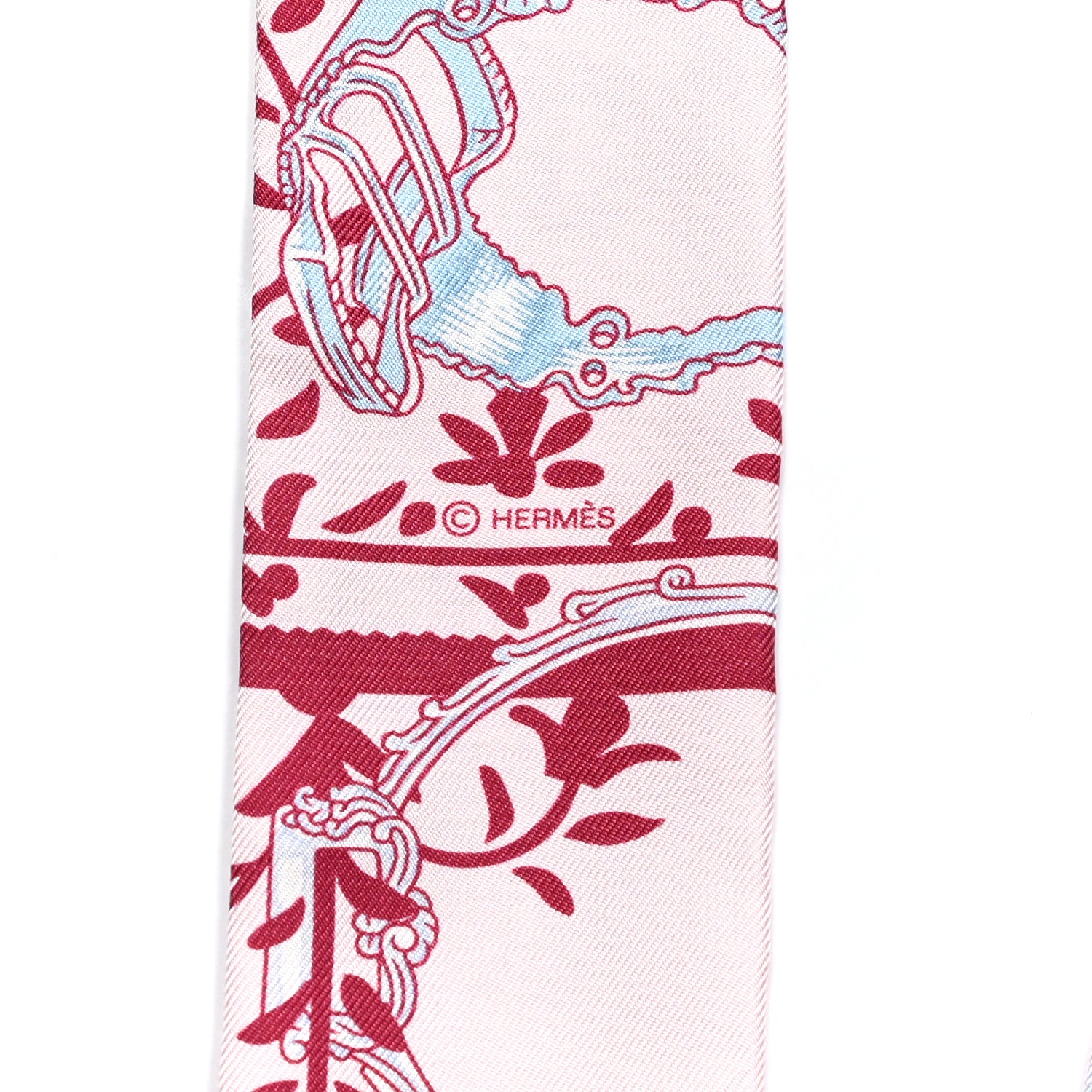 Hermes Silk Etriers Remix Twilly Rose Pale Bordeaux 3 of 4
